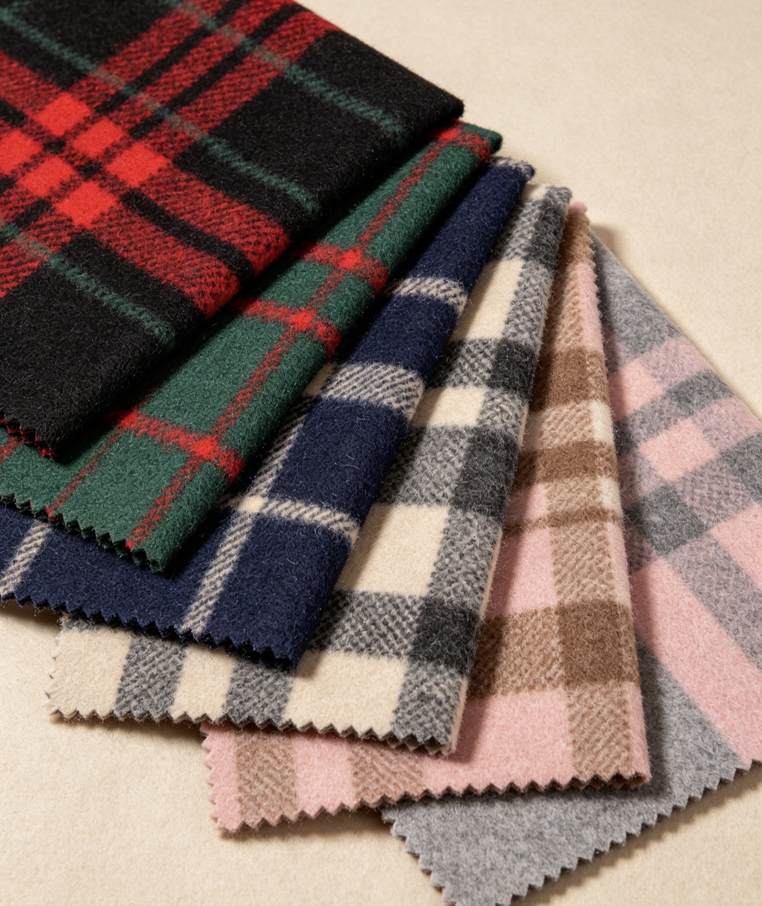 Check brushed knit fabric swatches